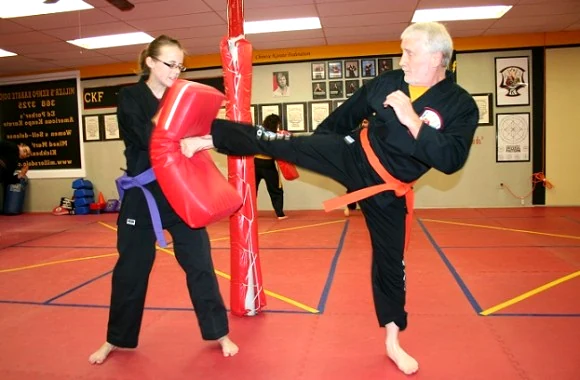 Adult sparring drill with pads